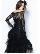 Black Frill Gothic Four Buttons Tying Rope Corset