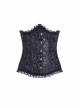 Gothic Lolita Black Lace Frill Victorian Five Buttons Corset