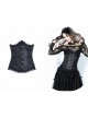 Gothic Lolita Black Lace Frill Victorian Five Buttons Corset