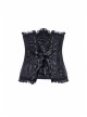 Gothic Lolita Black Lace Frill Victorian Five Buttons Corset