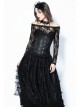 Gothic Lolita Black Lace Frill Victorian Five Buttons Corset