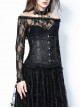 Gothic Lolita Black Lace Frill Victorian Five Buttons Corset
