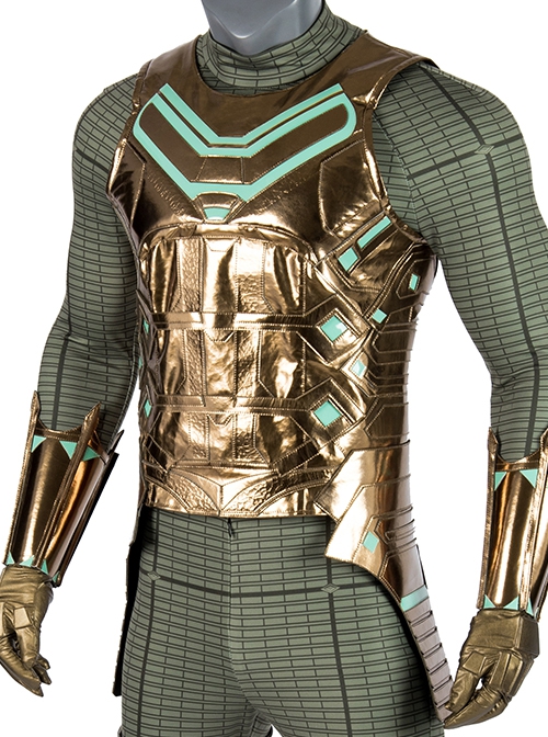 Spider-Man Far From Home Mysterio Battle Suit Halloween Cosplay Costume Golden Vest