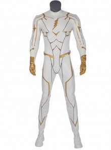 The Flash Season 5 Godspeed August Heart White Battle Suit Halloween Cosplay Costume White Bodysuit