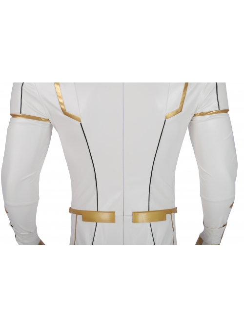 The Flash Season 5 Godspeed August Heart White Battle Suit Halloween Cosplay Costume White Bodysuit
