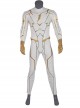 The Flash Season 5 Godspeed August Heart White Battle Suit Halloween Cosplay Costume White Bodysuit