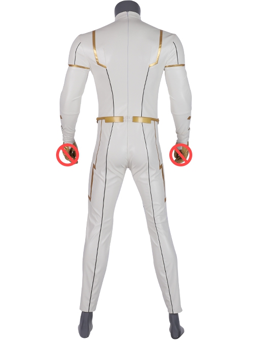 The Flash Season 5 Godspeed August Heart White Battle Suit Halloween Cosplay Costume White Bodysuit