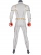 The Flash Season 5 Godspeed August Heart White Battle Suit Halloween Cosplay Costume White Bodysuit