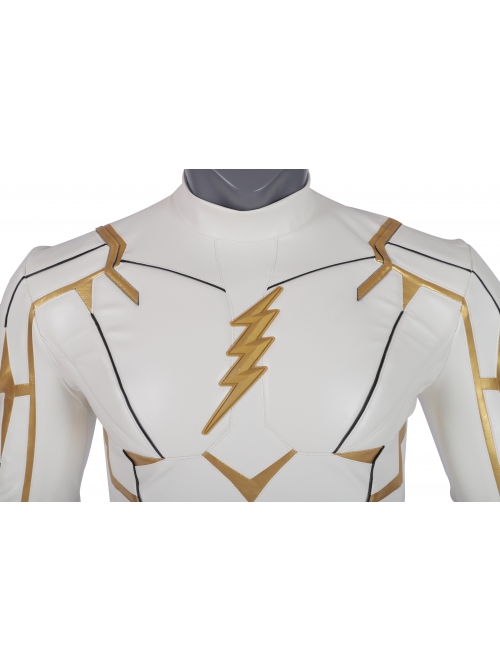 The Flash Season 5 Godspeed August Heart White Battle Suit Halloween Cosplay Costume White Bodysuit