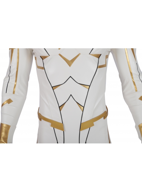 The Flash Season 5 Godspeed August Heart White Battle Suit Halloween Cosplay Costume White Bodysuit