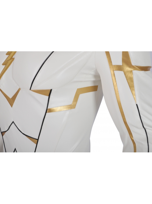 The Flash Season 5 Godspeed August Heart White Battle Suit Halloween Cosplay Costume White Bodysuit
