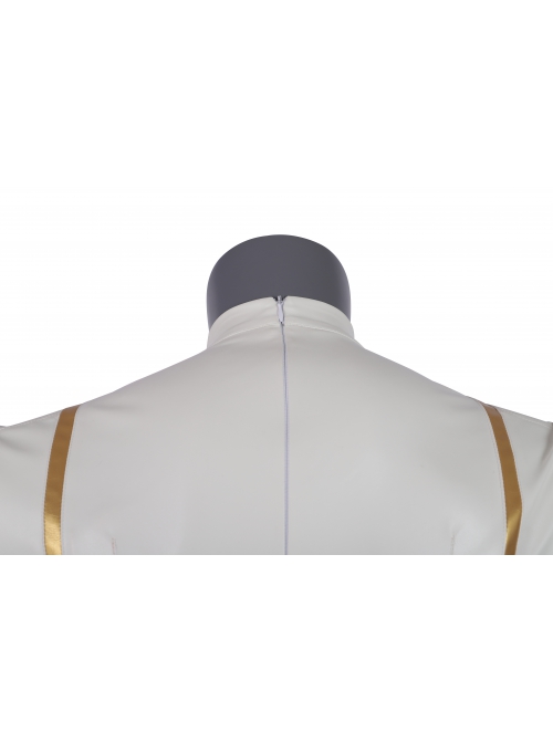 The Flash Season 5 Godspeed August Heart White Battle Suit Halloween Cosplay Costume White Bodysuit