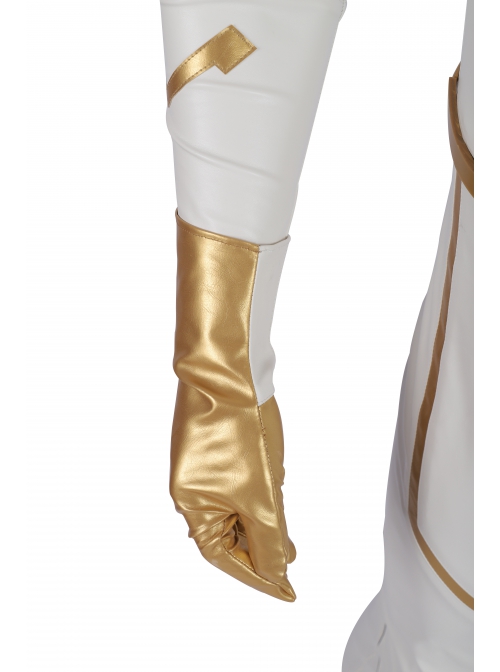 The Flash Season 5 Godspeed August Heart White Battle Suit Halloween Cosplay Accessories Golden Gloves
