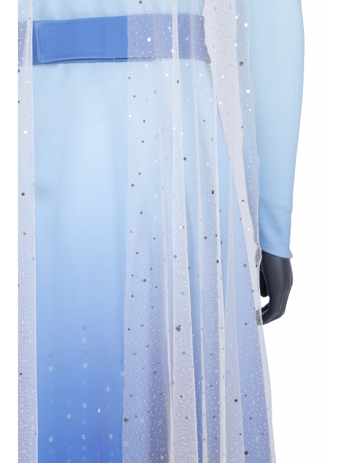 Frozen 2 Elsa Blue Dress Suit Halloween Cosplay Costume Blue Gradient Outerwear