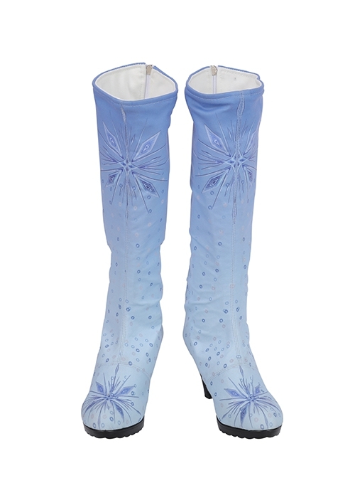 Frozen 2 Elsa Blue Dress Suit Halloween Cosplay Accessories Blue Gradient Boots