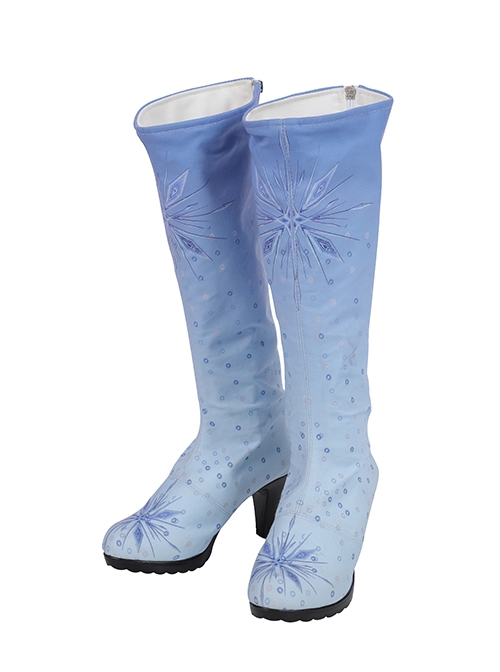 Frozen 2 Elsa Blue Dress Suit Halloween Cosplay Accessories Blue Gradient Boots