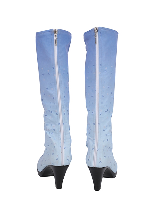 Frozen 2 Elsa Blue Dress Suit Halloween Cosplay Accessories Blue Gradient Boots