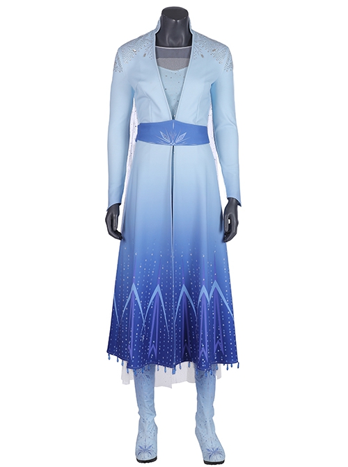 Frozen 2 Elsa Blue Dress Suit Halloween Cosplay Accessories Blue Gradient Boots - Magic Wardrobes Frozen 2 Elsa Blue Dress Suit Halloween Cosplay Accessories Blue Gradient Boots - Magic Wardrobes