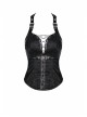 Gothic Black Jacquard Pattern Backless Tie-up Corset