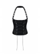 Gothic Black Jacquard Pattern Backless Tie-up Corset