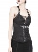 Gothic Black Jacquard Pattern Backless Tie-up Corset