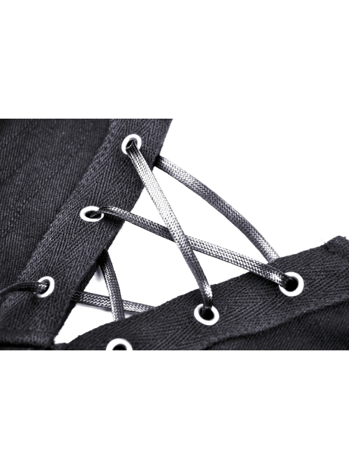 Black Punk Metal Buckle Tie-up Bust Sling Corset
