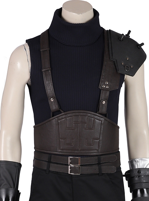 Final Fantasy VII Remake Cloud Strife Dark Blue Version Halloween Cosplay Costume Dark Blue Vest