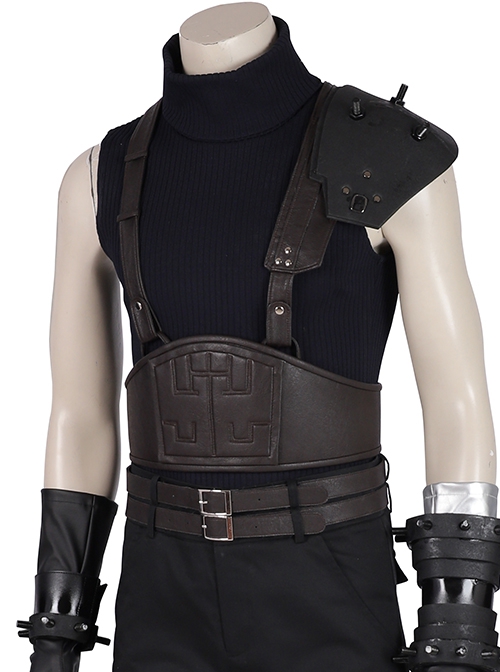 Final Fantasy VII Remake Cloud Strife Dark Blue Version Halloween Cosplay Costume Dark Blue Vest