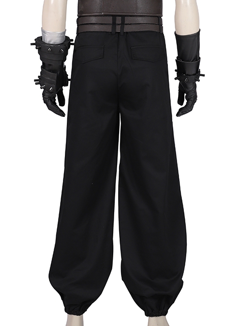 Final Fantasy VII Remake Cloud Strife Dark Blue Version Halloween Cosplay Costume Black Trousers