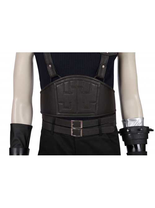 Final Fantasy VII Remake Cloud Strife Dark Blue Version Halloween Cosplay Accessories Black Belts And Girdle And Shoulder Guard