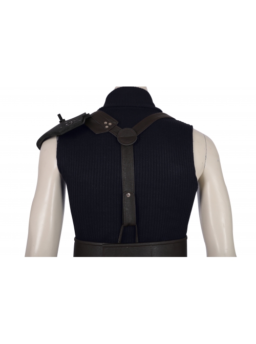 Final Fantasy VII Remake Cloud Strife Dark Blue Version Halloween Cosplay Accessories Black Belts And Girdle And Shoulder Guard