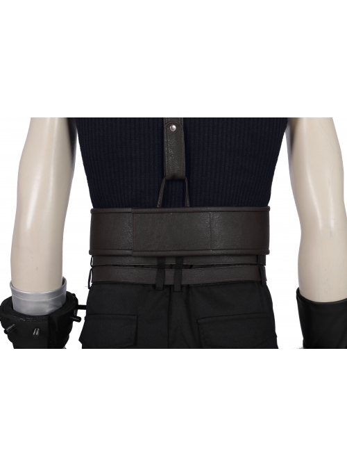 Final Fantasy VII Remake Cloud Strife Dark Blue Version Halloween Cosplay Accessories Black Belts And Girdle And Shoulder Guard