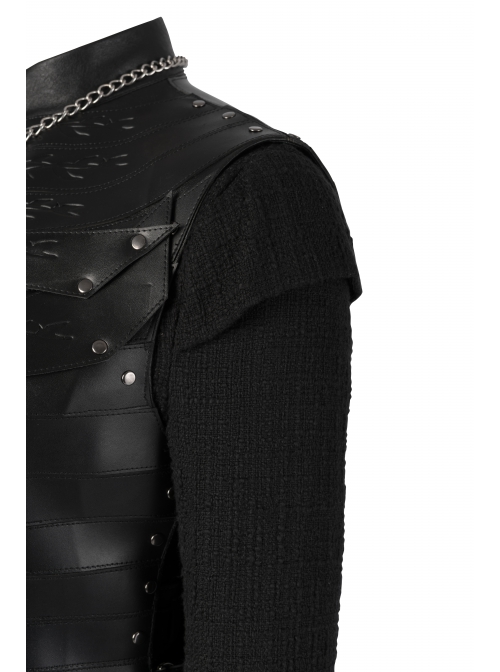Game Of Thrones Season 8 Sansa Stark Winter Black Fur Collar Cloak Suit Halloween Cosplay Costume Black Vest