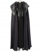 Game Of Thrones Season 8 Sansa Stark Winter Black Fur Collar Cloak Suit Halloween Cosplay Costume Black Vest