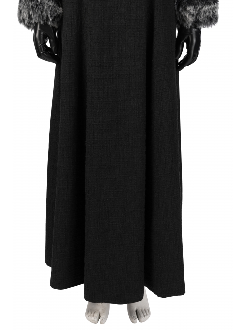 Game Of Thrones Season 8 Sansa Stark Winter Black Fur Collar Cloak Suit Halloween Cosplay Costume Black Long Dress