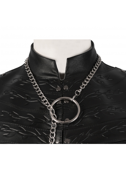 Game Of Thrones Season 8 Sansa Stark Winter Black Fur Collar Cloak Suit Halloween Cosplay Accessories Silver Metal Chain