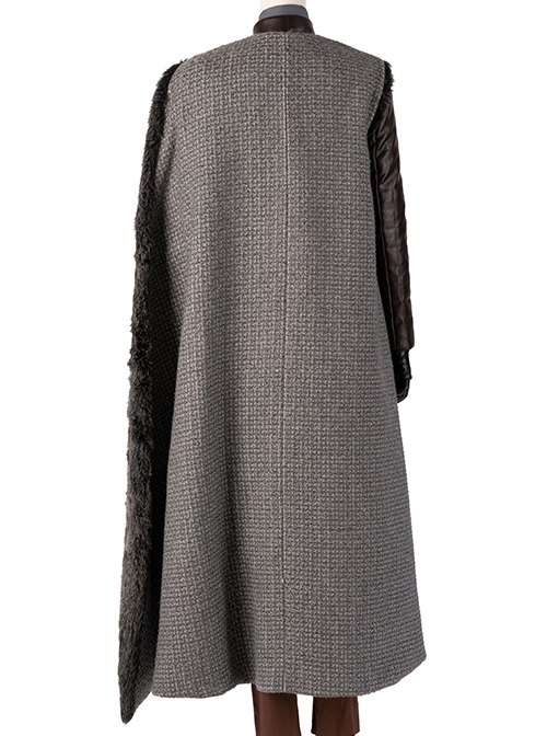 Game Of Thrones Season 8 Arya Stark Brown Leather Top Suit Halloween Cosplay Costume Gray Cloak