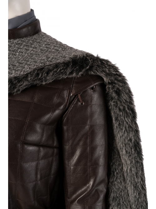 Game Of Thrones Season 8 Arya Stark Brown Leather Top Suit Halloween Cosplay Costume Gray Cloak