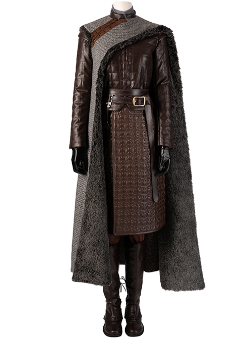 Game Of Thrones Season 8 Arya Stark Brown Leather Top Suit Halloween Cosplay Accessories Brown Waistband
