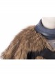 Game Of Thrones Season 8 Jon Snow Brown Fur Collar Black Cloak Suit Halloween Cosplay Costume Black Cloak