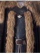 Game Of Thrones Season 8 Jon Snow Brown Fur Collar Black Cloak Suit Halloween Cosplay Costume Black Cloak