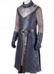 Game Of Thrones Season 8 Jon Snow Brown Fur Collar Black Cloak Suit Halloween Cosplay Costume Long Vest