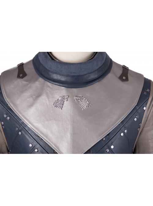 Game Of Thrones Season 8 Jon Snow Brown Fur Collar Black Cloak Suit Halloween Cosplay Accessories Silver Collar And Scarf