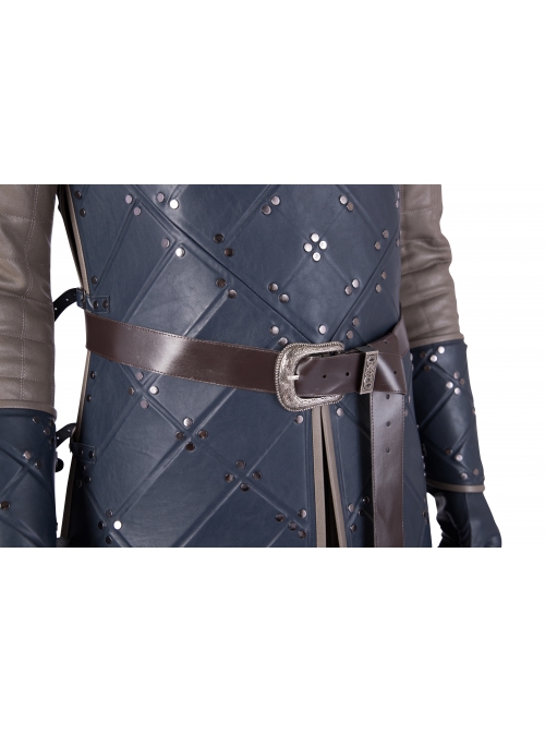 Game Of Thrones Season 8 Jon Snow Brown Fur Collar Black Cloak Suit Halloween Cosplay Accessories Black Waistband