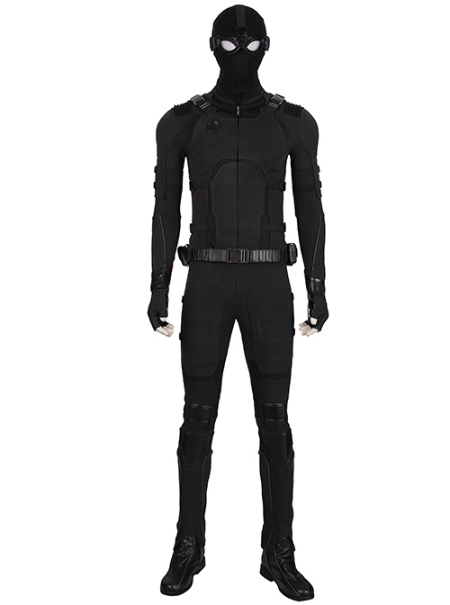Spider-Man Far From Home Peter Parker Sneak Version Black Battle Suit Halloween Cosplay Costume Black Vest And Waistband