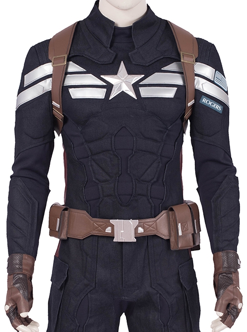 Avengers Endgame Captain America Steve Rogers Pure Color Battle Suit Halloween Cosplay Costume Shoulder Collar And Top