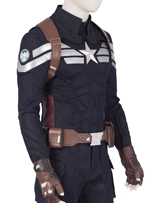Avengers Endgame Captain America Steve Rogers Pure Color Battle Suit Halloween Cosplay Costume Shoulder Collar And Top