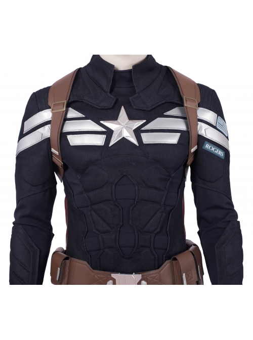 Avengers Endgame Captain America Steve Rogers Pure Color Battle Suit Halloween Cosplay Costume Shoulder Collar And Top