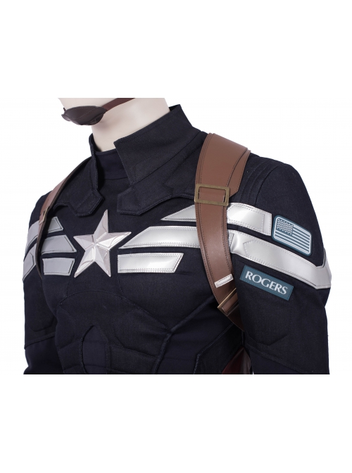 Avengers Endgame Captain America Steve Rogers Pure Color Battle Suit Halloween Cosplay Costume Shoulder Collar And Top