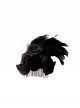 Gothic Gauze Roses Feather Black Hair Plug
